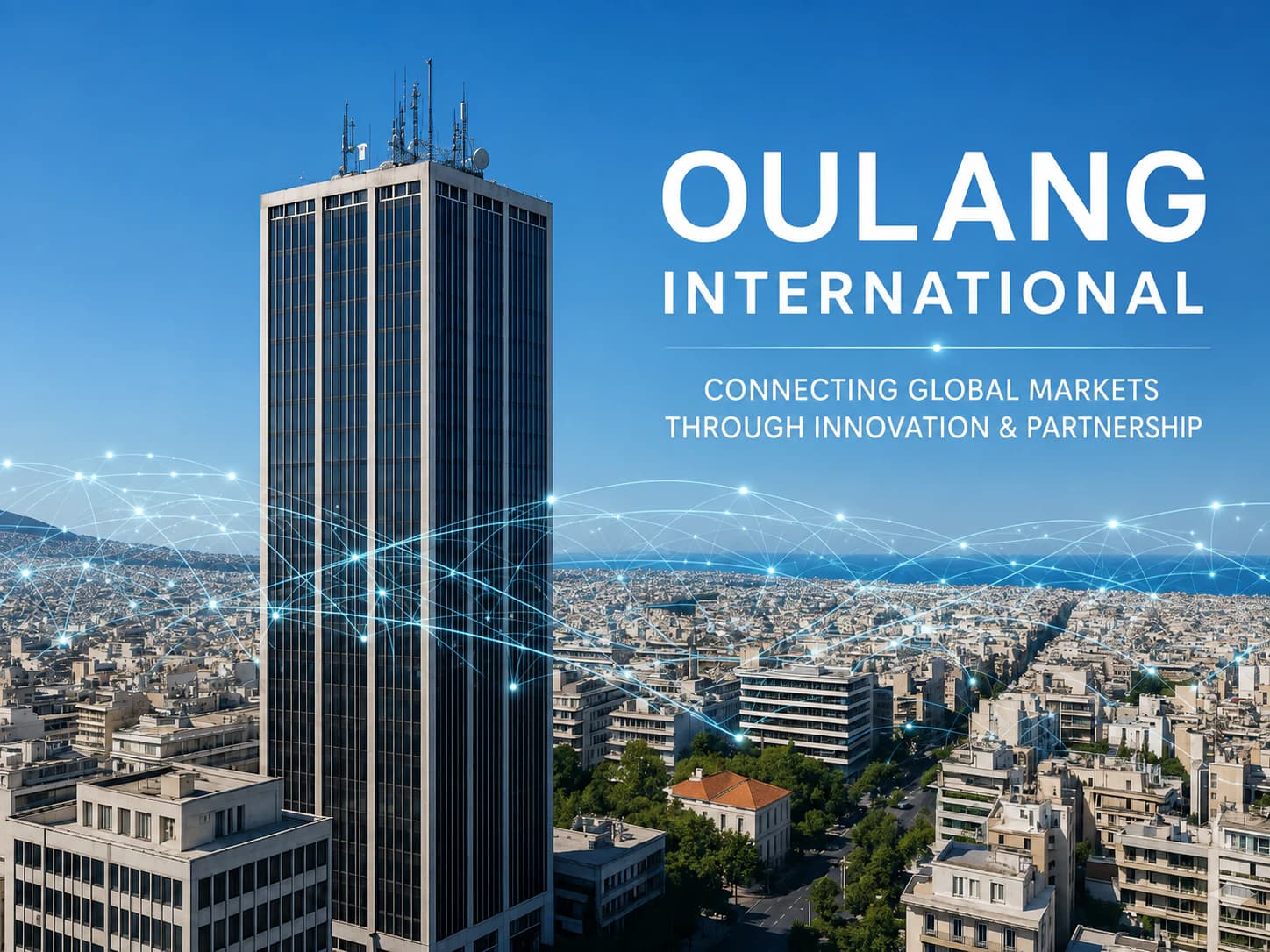 OULANG INTERNATIONAL brand visual connecting Athens with global markets